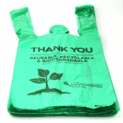 Cor verde Mic 16 dos sacos de compras plásticos biodegradáveis de 40% Biobased/18