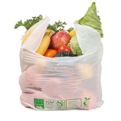 Camisa plástica biodegradável amigável dos sacos de compras T do PLA 100% de Eco no rolo